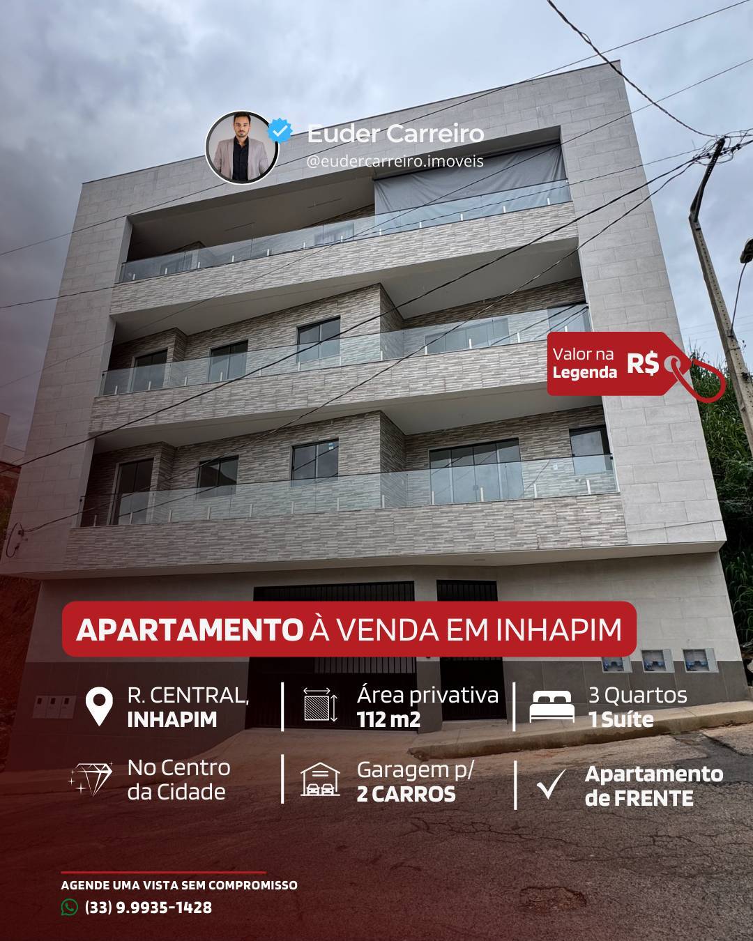 Apartamento com 3 quartos, 112m², à venda em Inhapim, Centro