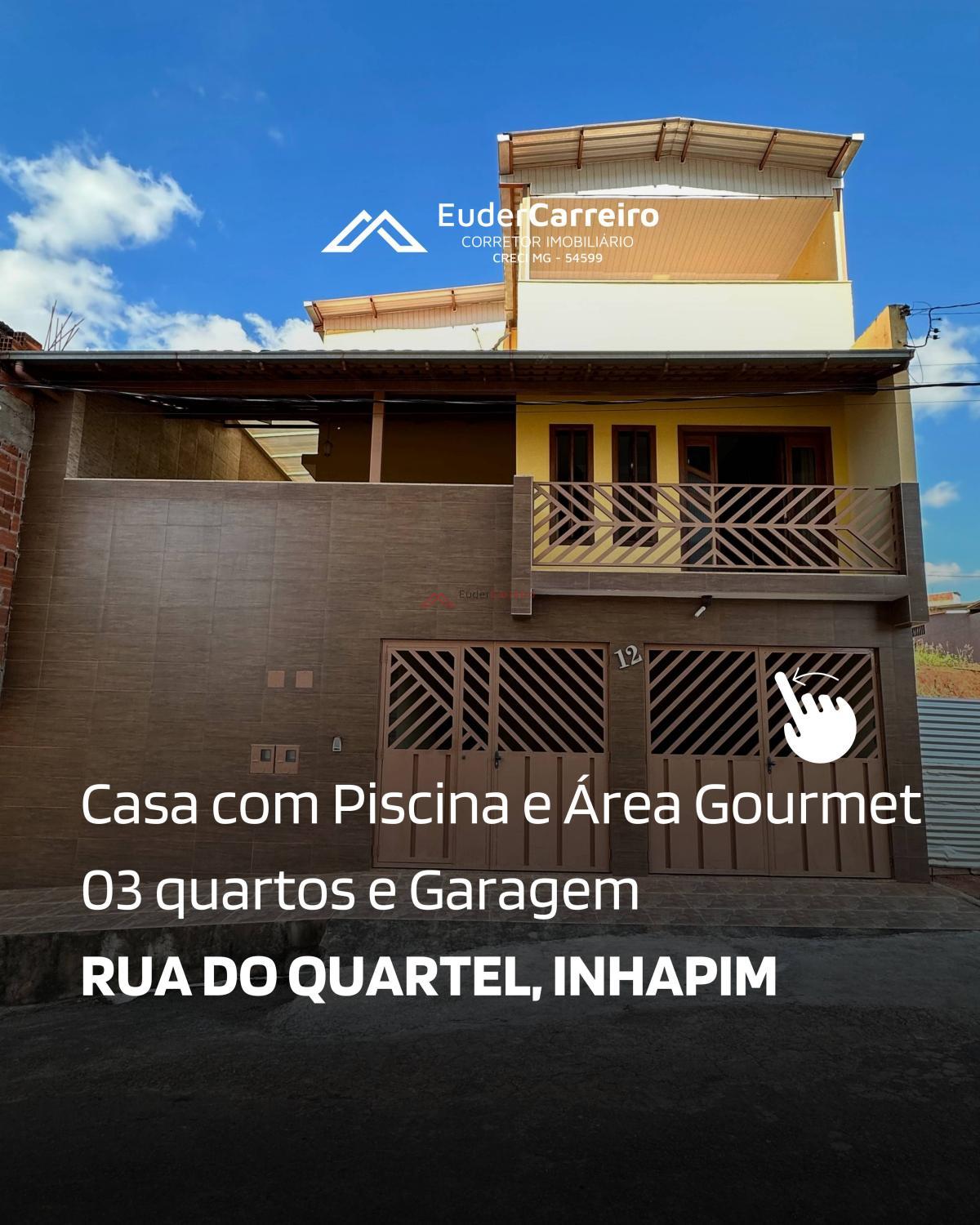 Casa com Piscina, 3 quartos sendo 1 suíte