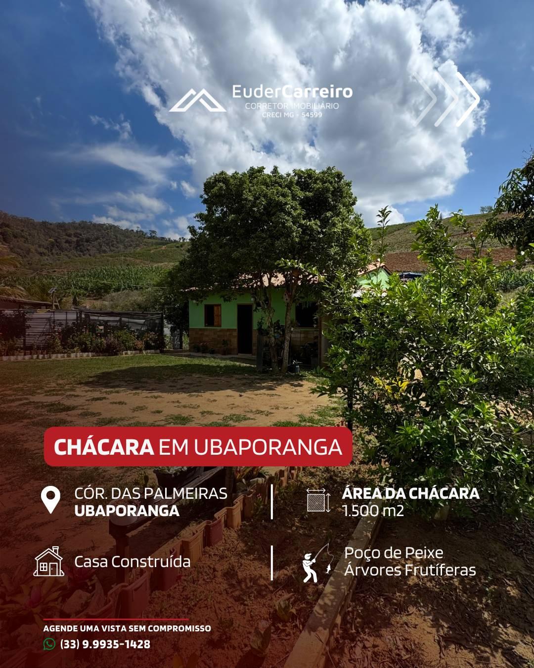Chácara, 1500m², à venda em Ubaporanga, Corrego das Palmeiras