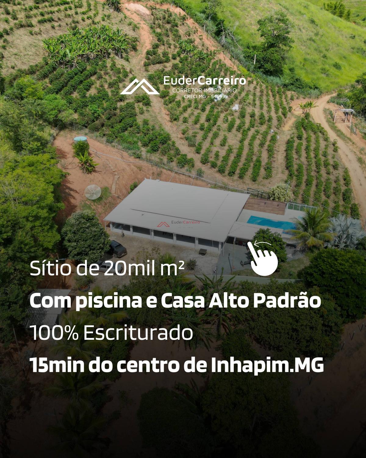 Excelente sítio à venda, com casa construída, próximo do centro de Inhapim