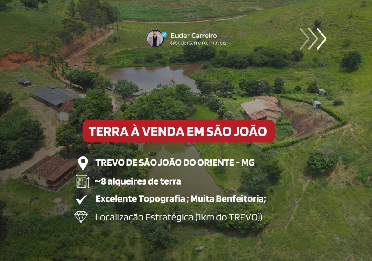 Fazenda à venda em São João do Oriente, 8 Alqueires