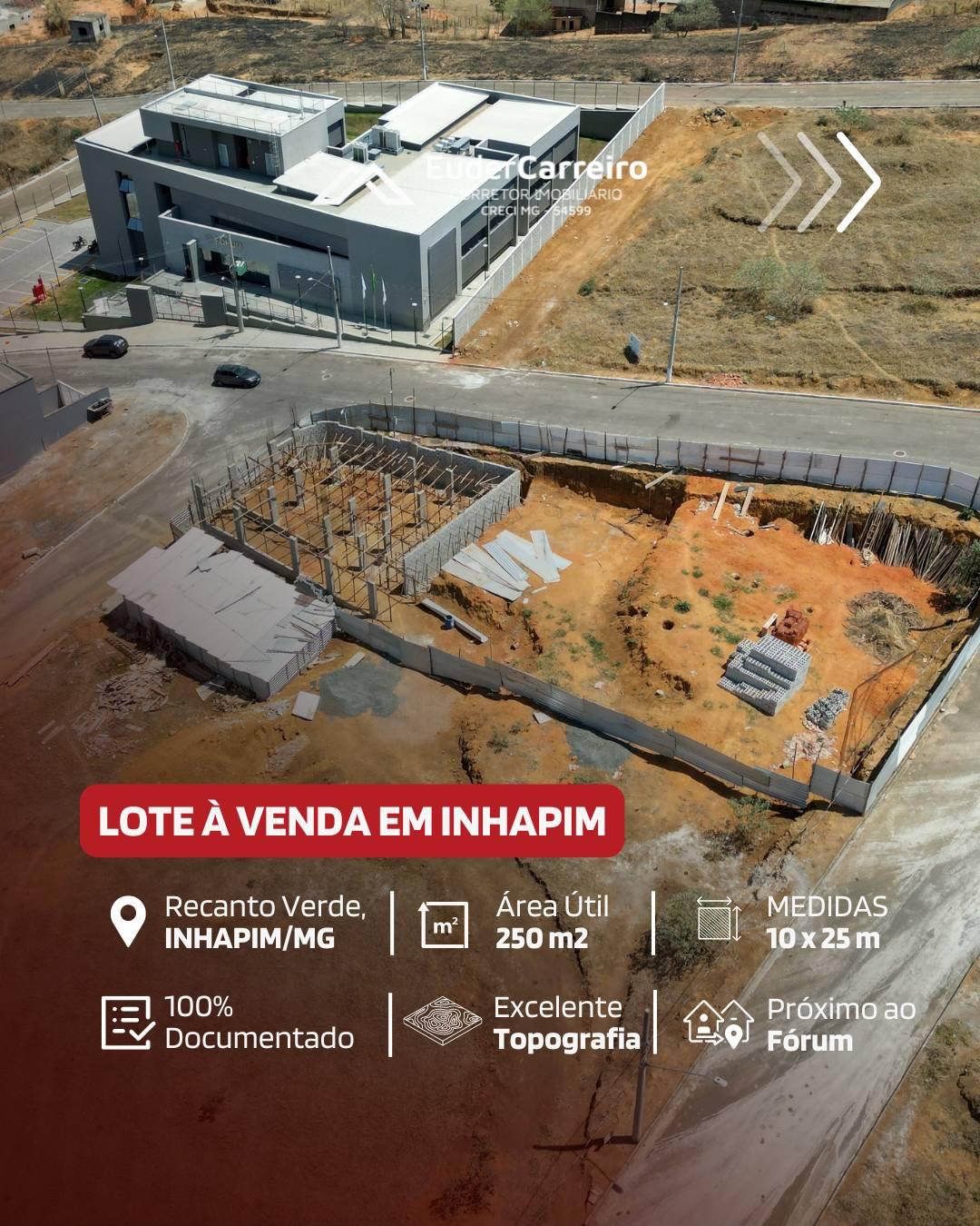 Lote, 250m², à venda em Inhapim, Recanto Verde